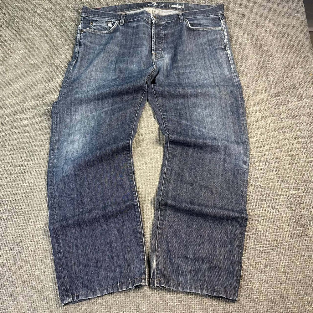 7 For All Mankind Vintage USA made Straight Leg Jeans Mens 42 Blue Dark Wash